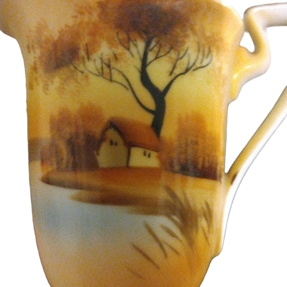 Vintage Noritake Hand Painted "Tree in the Meadow" Mini Porcelain Pitcher 3.5" - Picture 4 of 12